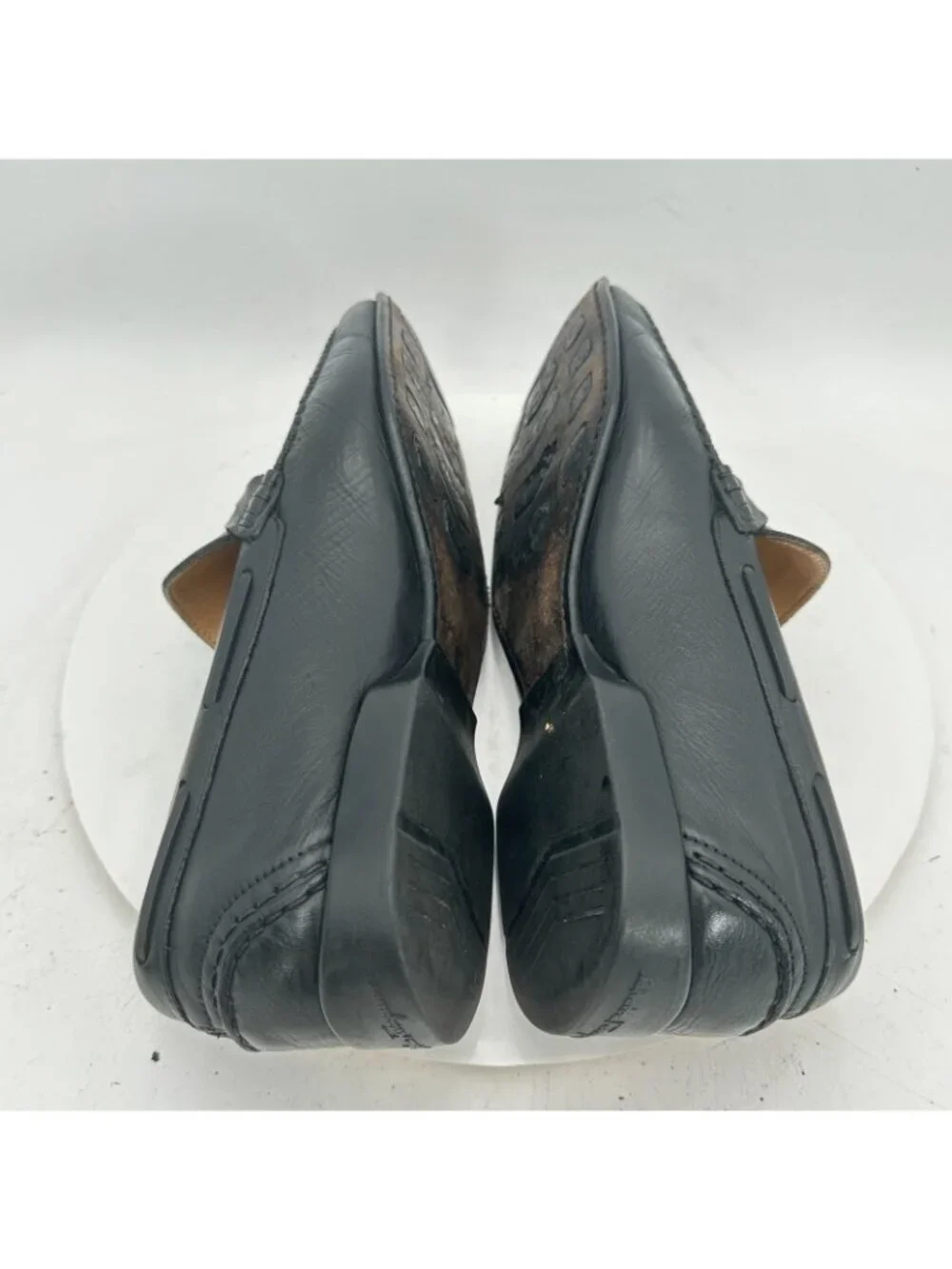 Salvatore Ferragamo Men Size 8 2E Black Leather Horsebit Loafer Dress Shoes